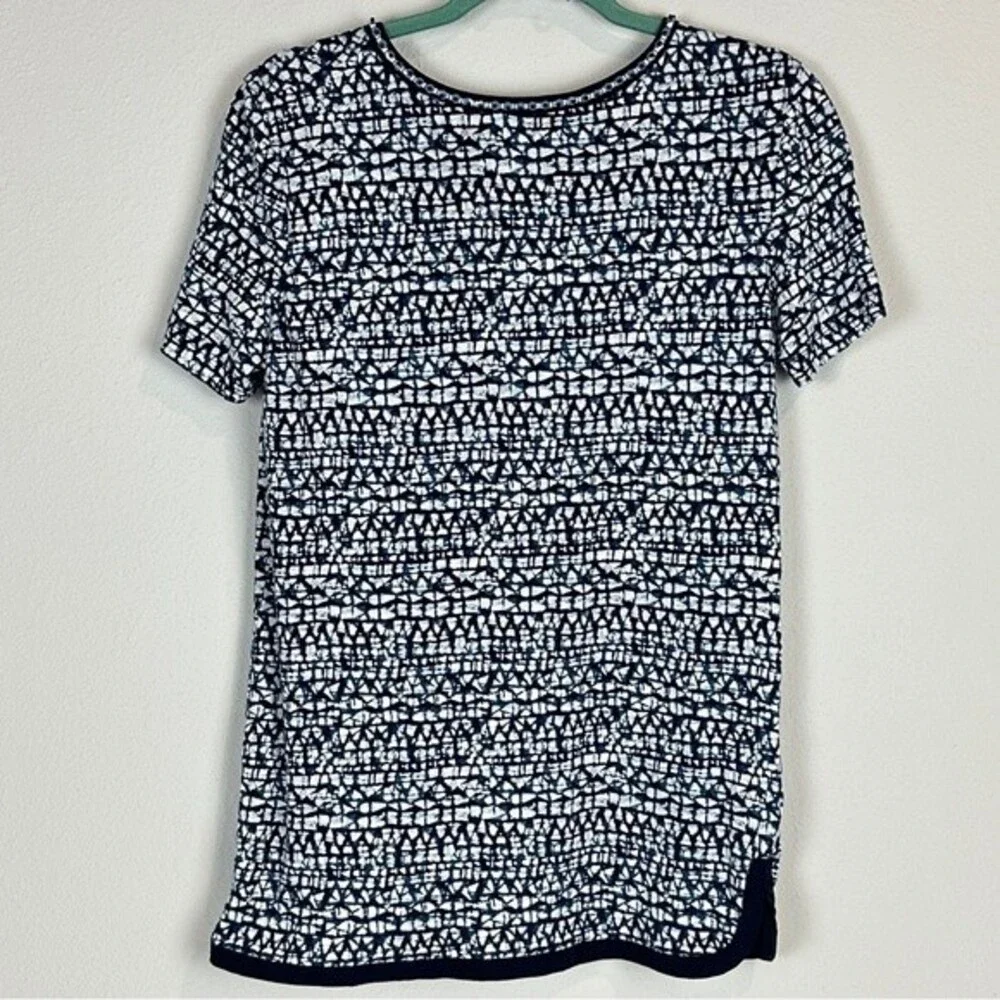 Tory Burch Linen Indigo Beaded Short Sleeve Tunic S